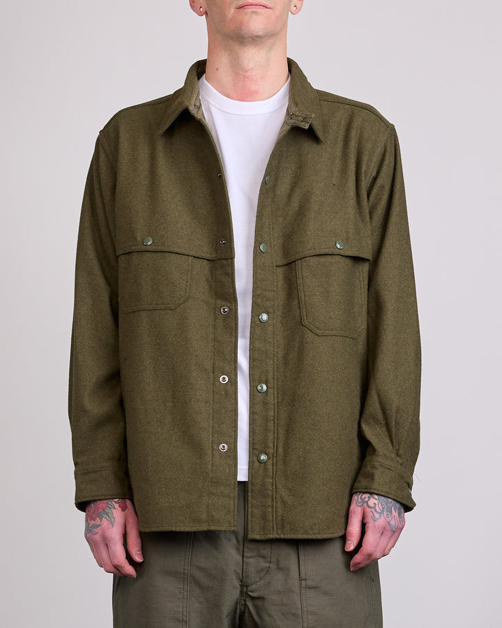 Engineered Garments Stag Heavy Flannel Shirt Jacket Olive