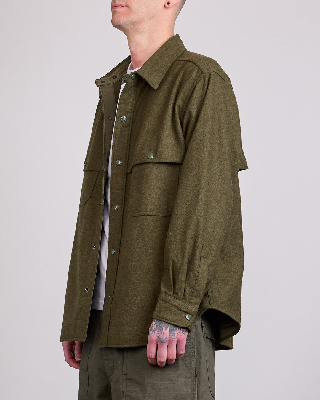 Engineered Garments Stag Heavy Flannel Shirt Jacket Olive