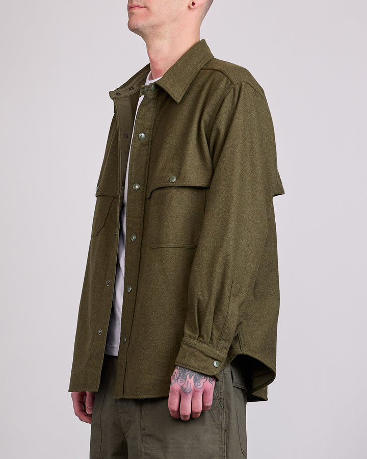 Engineered Garments Stag Heavy Flannel Shirt Jacket Olive