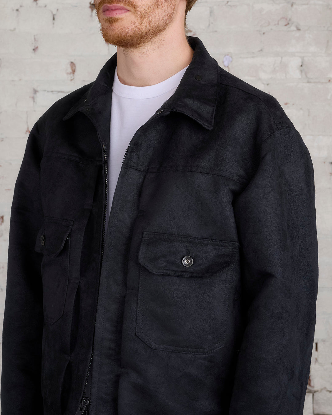 Engineered Garments Trucker Jacket Poly Fake Suede Black