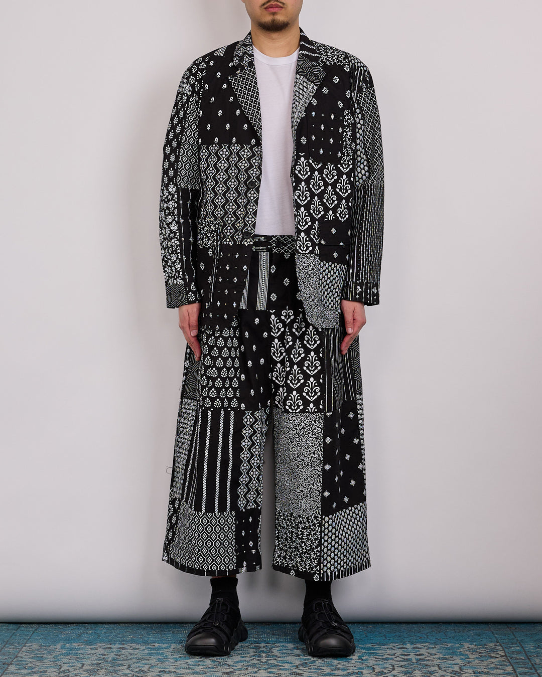 Engineered Garments WP 3/4 Pant Cotton Patchwork Print Black White