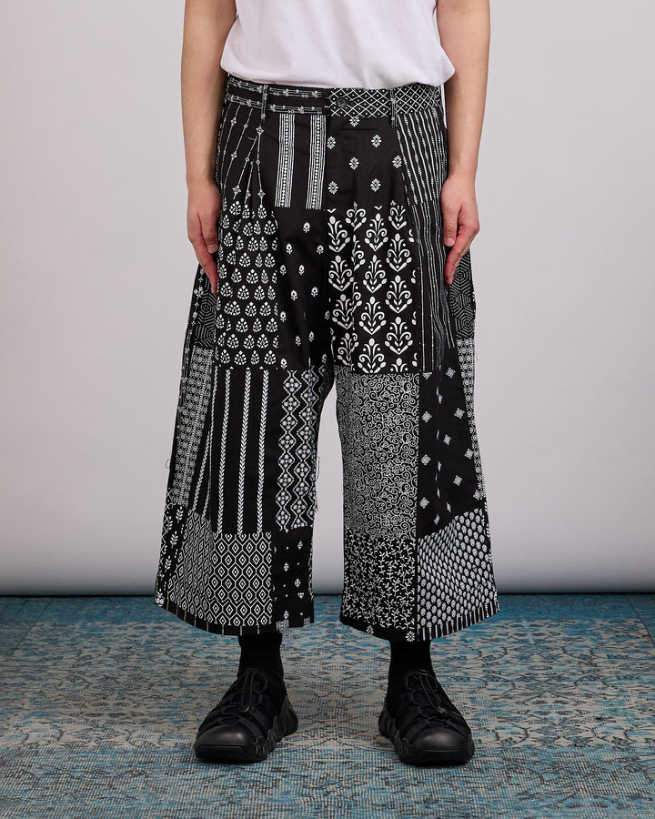 Engineered Garments WP 3/4 Pant Cotton Patchwork Print Black White