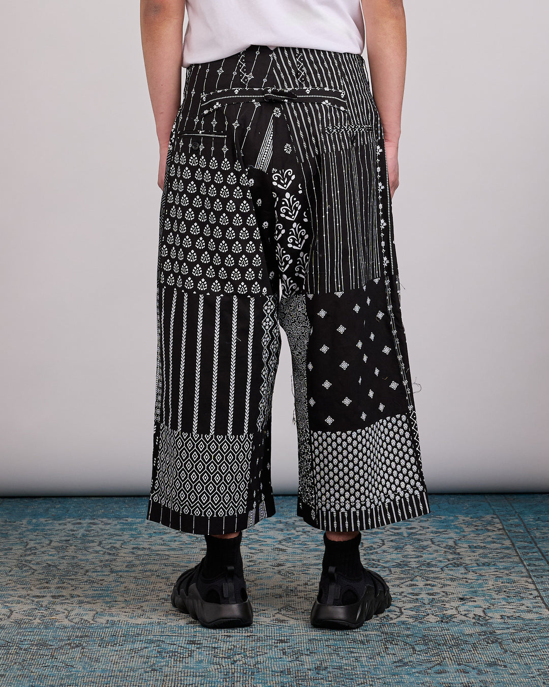 Engineered Garments WP 3/4 Pant Cotton Patchwork Print Black White