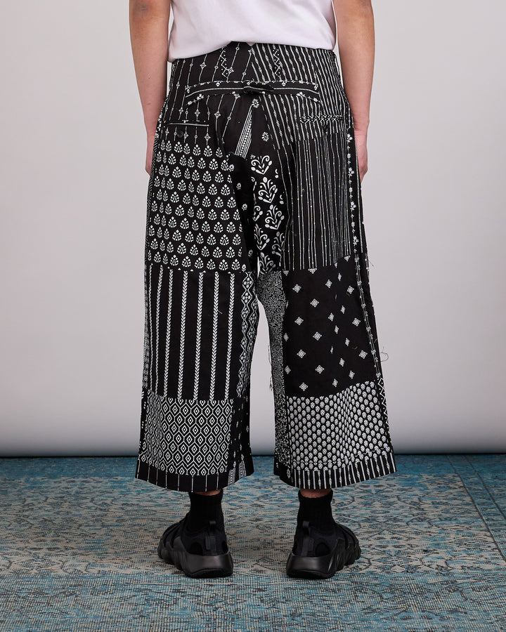 Engineered Garments WP 3/4 Pant Cotton Patchwork Print Black White