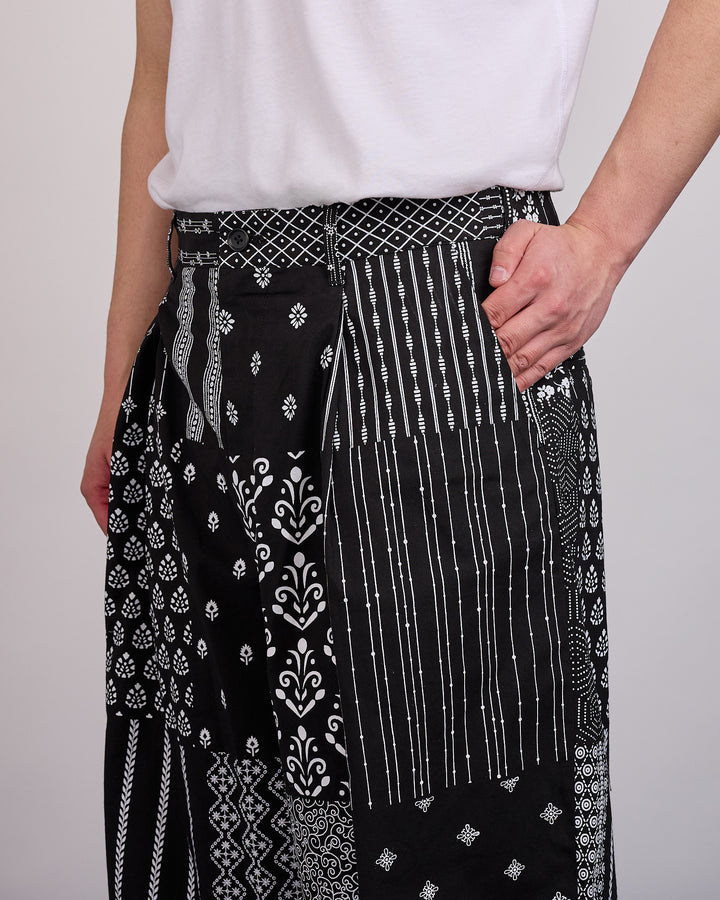 Engineered Garments WP 3/4 Pant Cotton Patchwork Print Black White