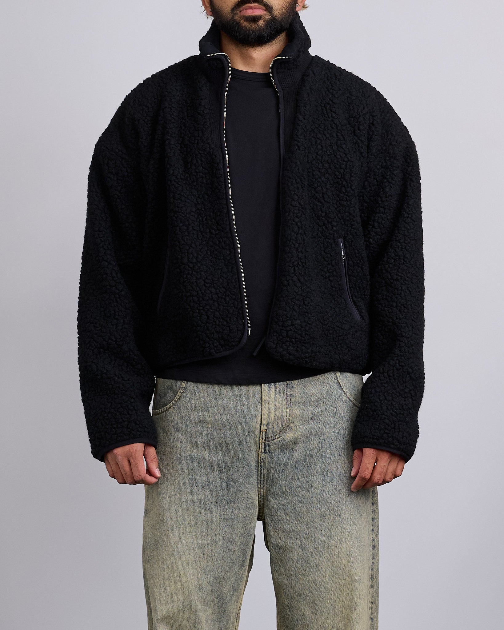 ANDWANG Fluffy Fleece Set ブラック F Entire Studios EF Wool Blend Fleece Jacket Black – LESS 17