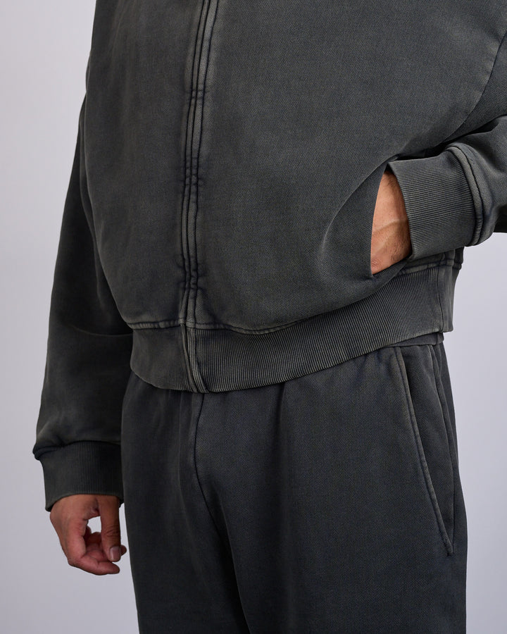 Entire Studios Thermal Zip Hoodie Washed Black