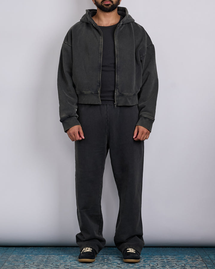 Entire Studios Thermal Zip Hoodie Washed Black