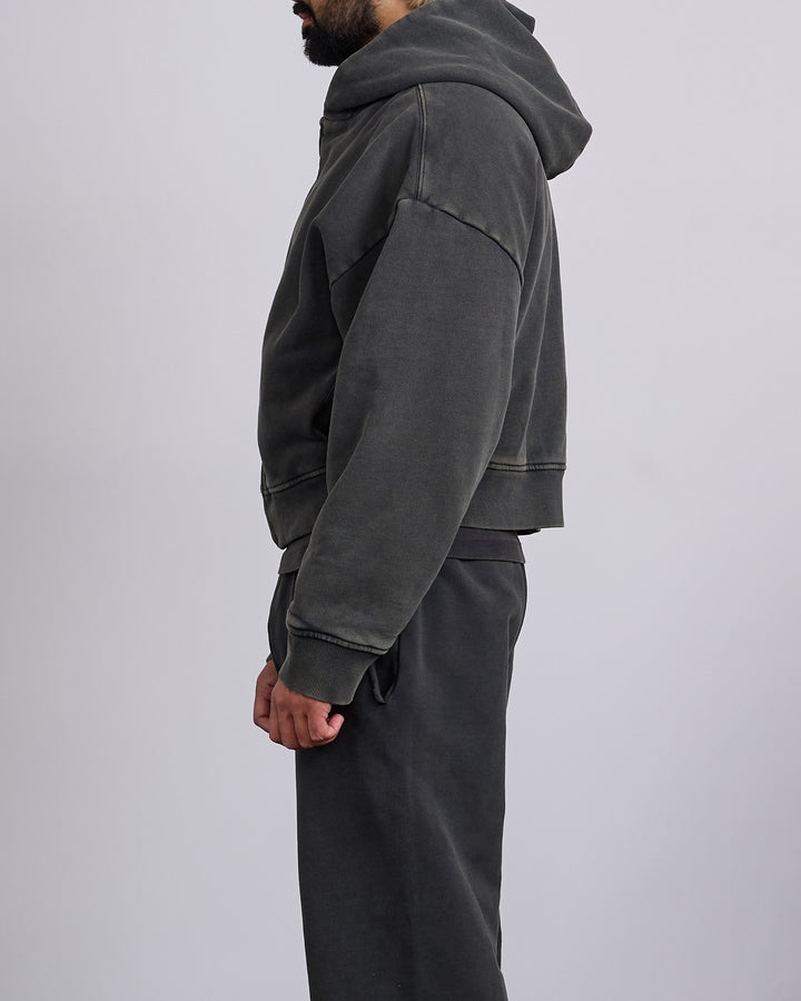 Entire Studios Thermal Zip Hoodie Washed Black