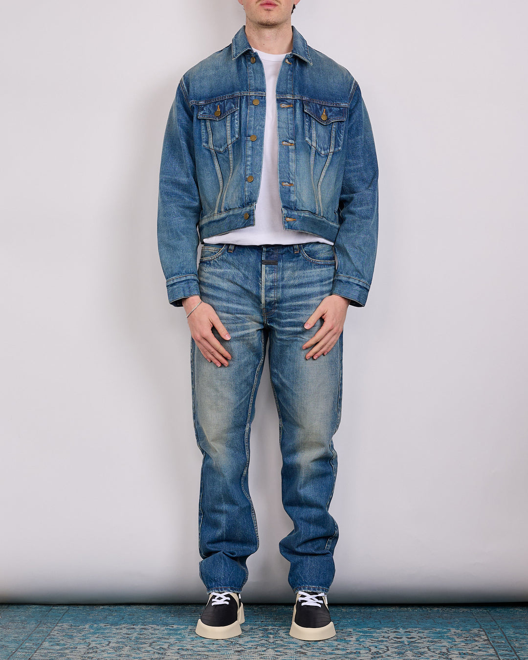 Fear of God Civil Trucker Denim Jacket Mid Indigo