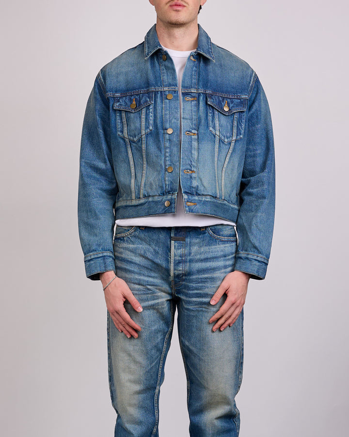 Fear of God Civil Trucker Denim Jacket Mid Indigo