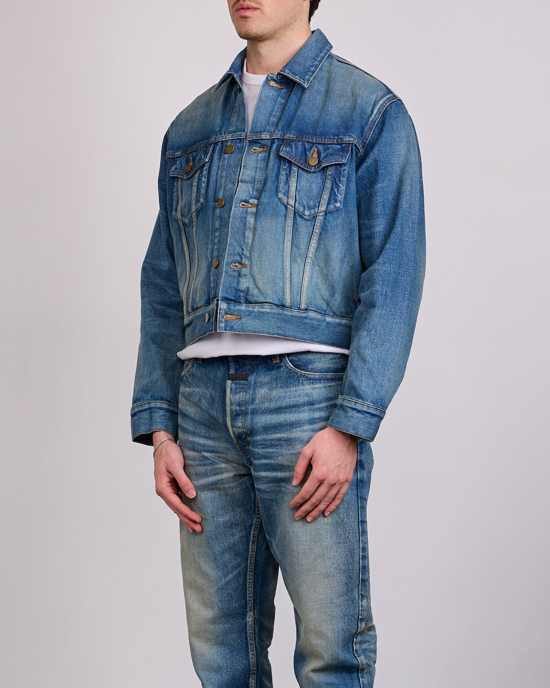 Fear of God Civil Trucker Denim Jacket Mid Indigo