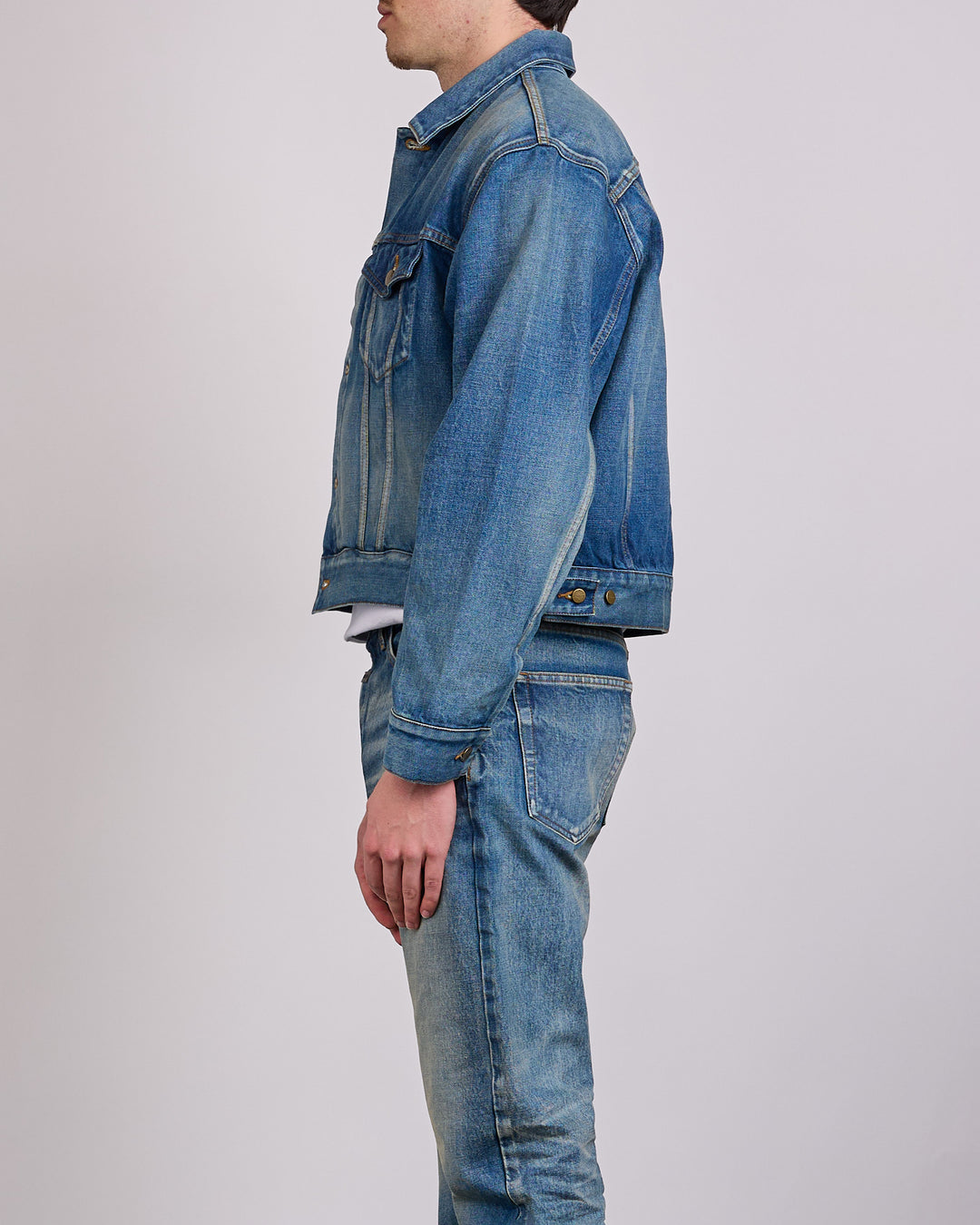 Fear of God Civil Trucker Denim Jacket Mid Indigo