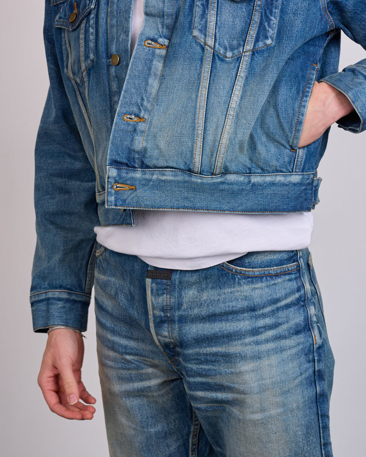 Fear of God Civil Trucker Denim Jacket Mid Indigo