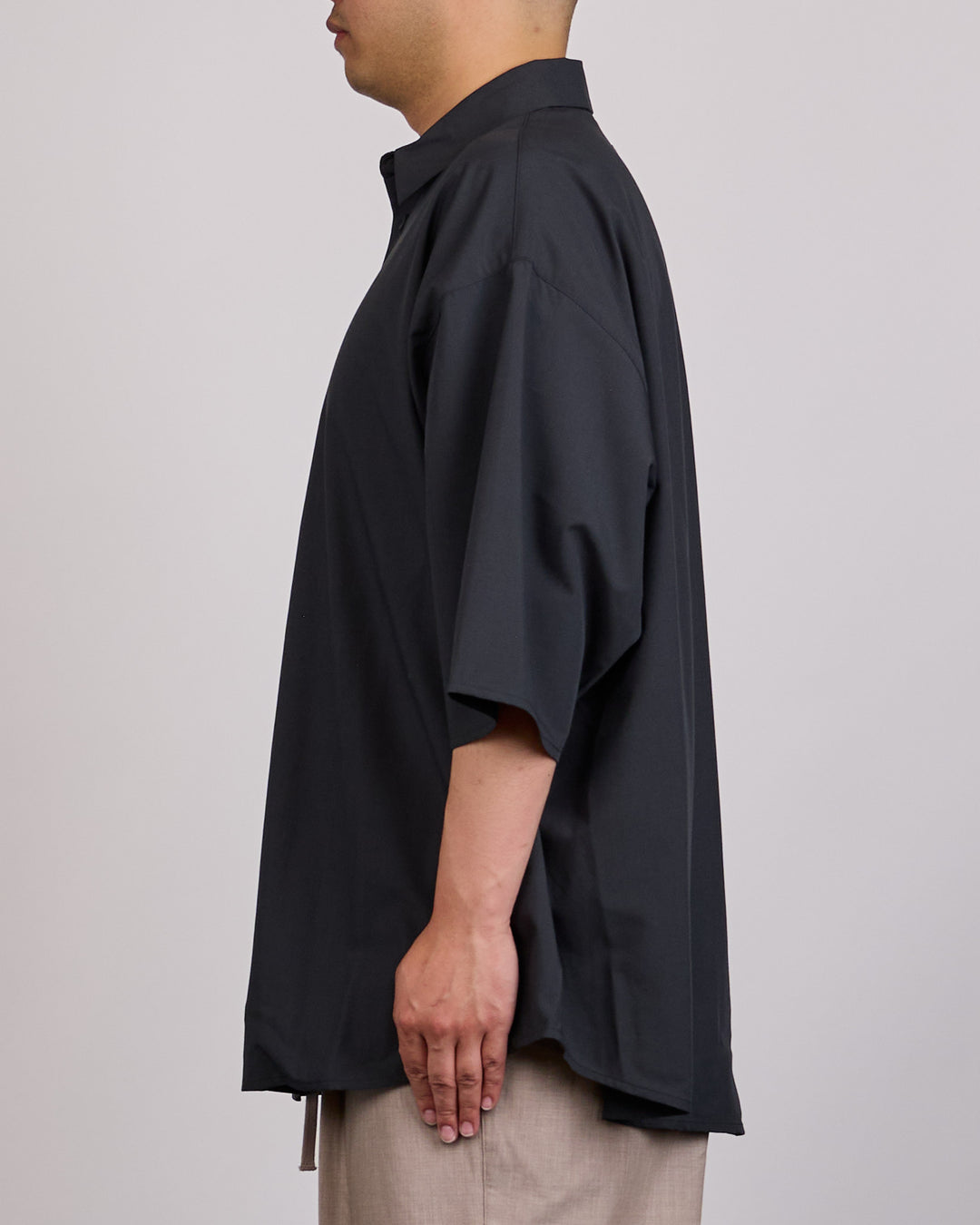 Fear of God Essentials 3/4 Sleeve Silk Blend Button Shirt Vintage Black