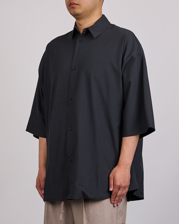 Fear of God Essentials 3/4 Sleeve Silk Blend Button Shirt Vintage Black