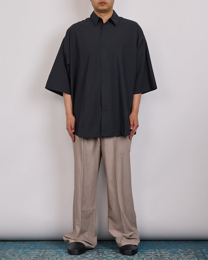 Fear of God Essentials 3/4 Sleeve Silk Blend Button Shirt Vintage Black