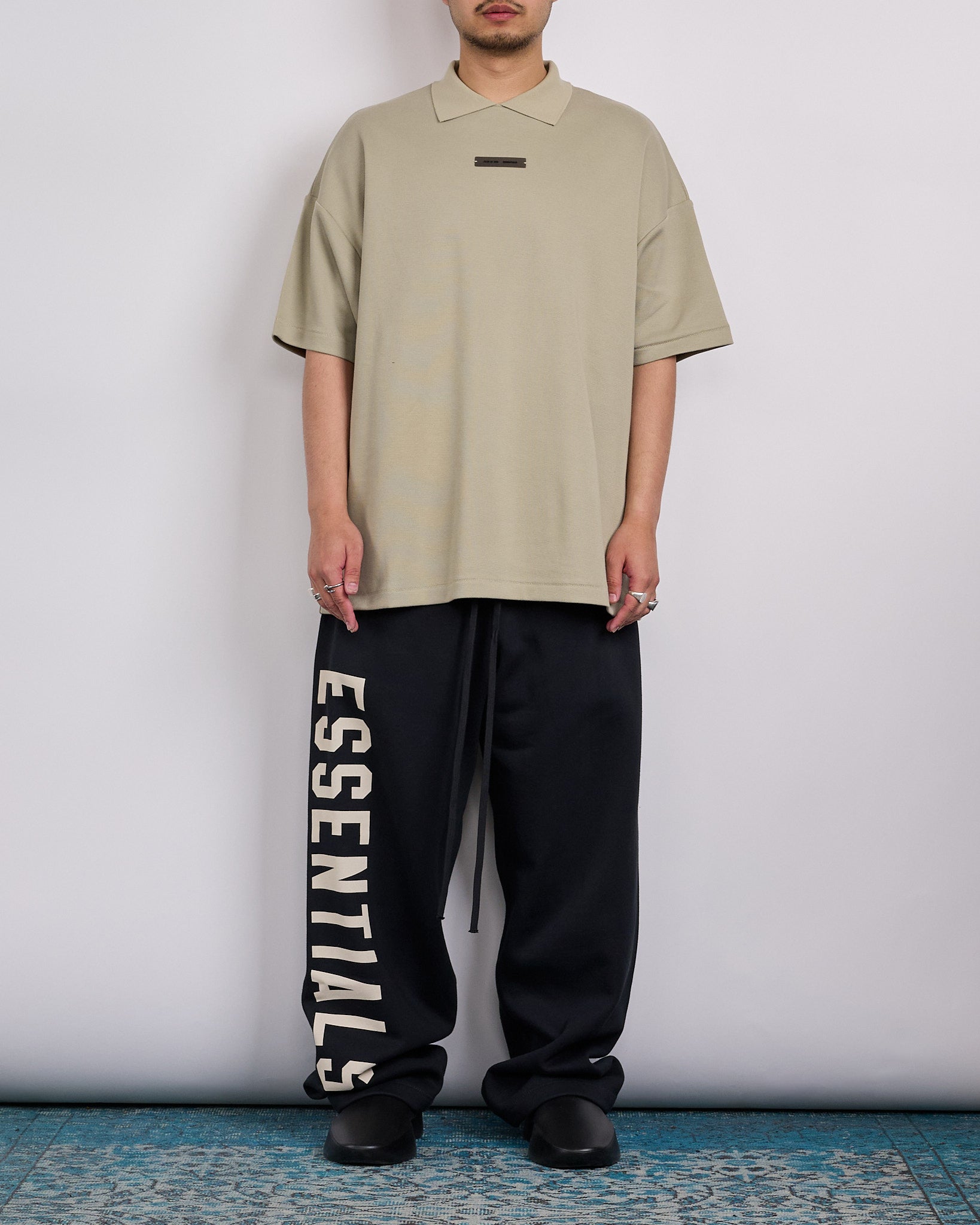 Fear of God Essentials 90's Fit Pique Polo Shirt Abbey Stone – LESS 17