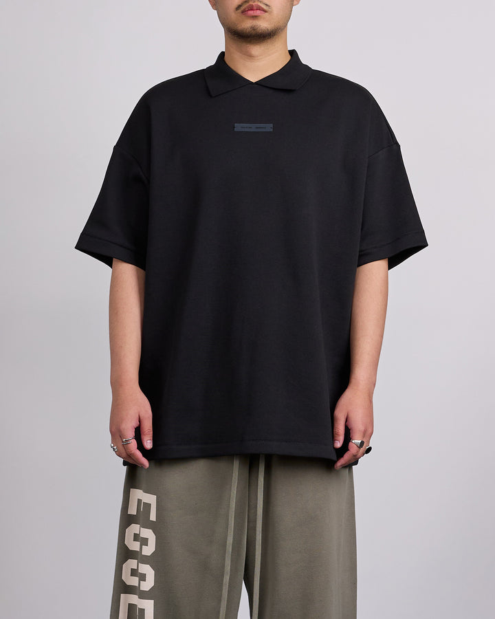 Fear of God Essentials 90's Fit Pique Polo Shirt Jet Black