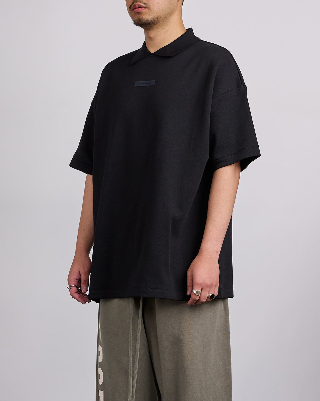 Fear of God Essentials 90's Fit Pique Polo Shirt Jet Black