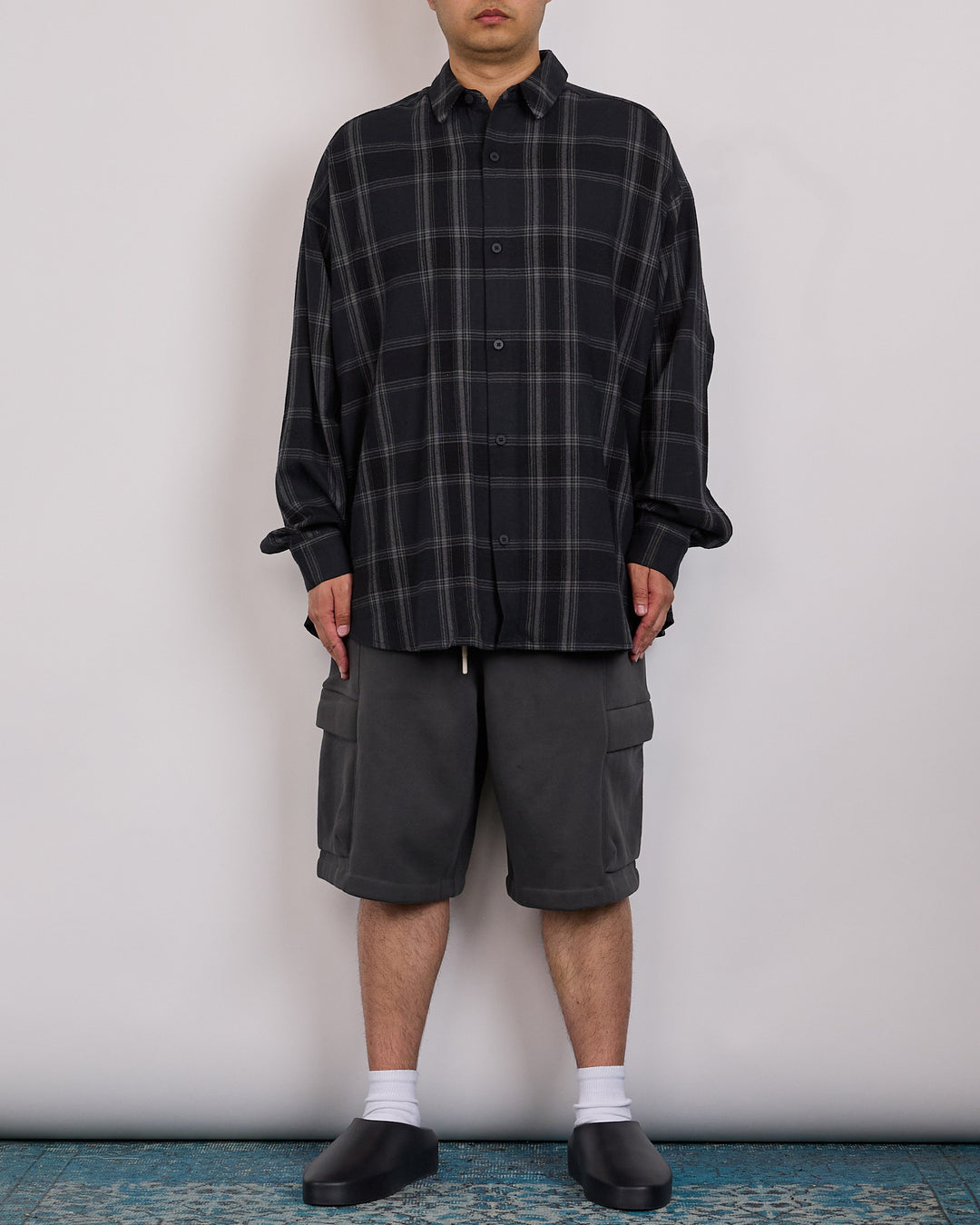 Fear of God Essentials All Valley Button Shirt Vintage Black Plaid