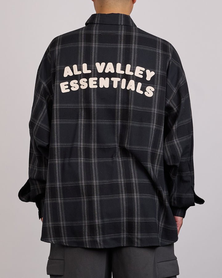 Fear of God Essentials All Valley Button Shirt Vintage Black Plaid