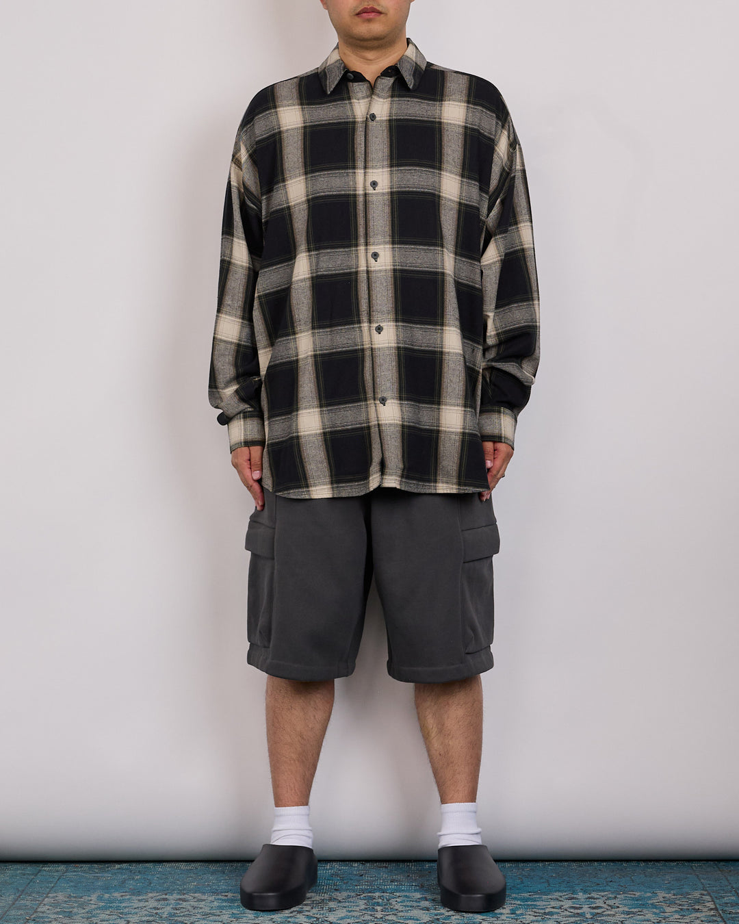 Fear of God Essentials All Valley Button Shirt Iron Grey Plaid