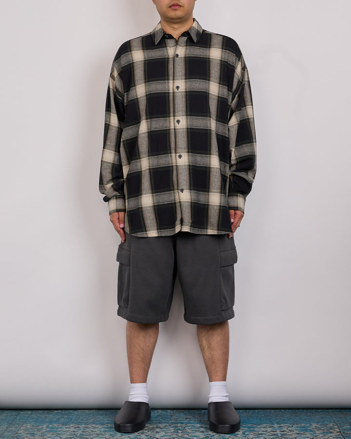 Fear of God Essentials All Valley Button Shirt Iron Grey Plaid