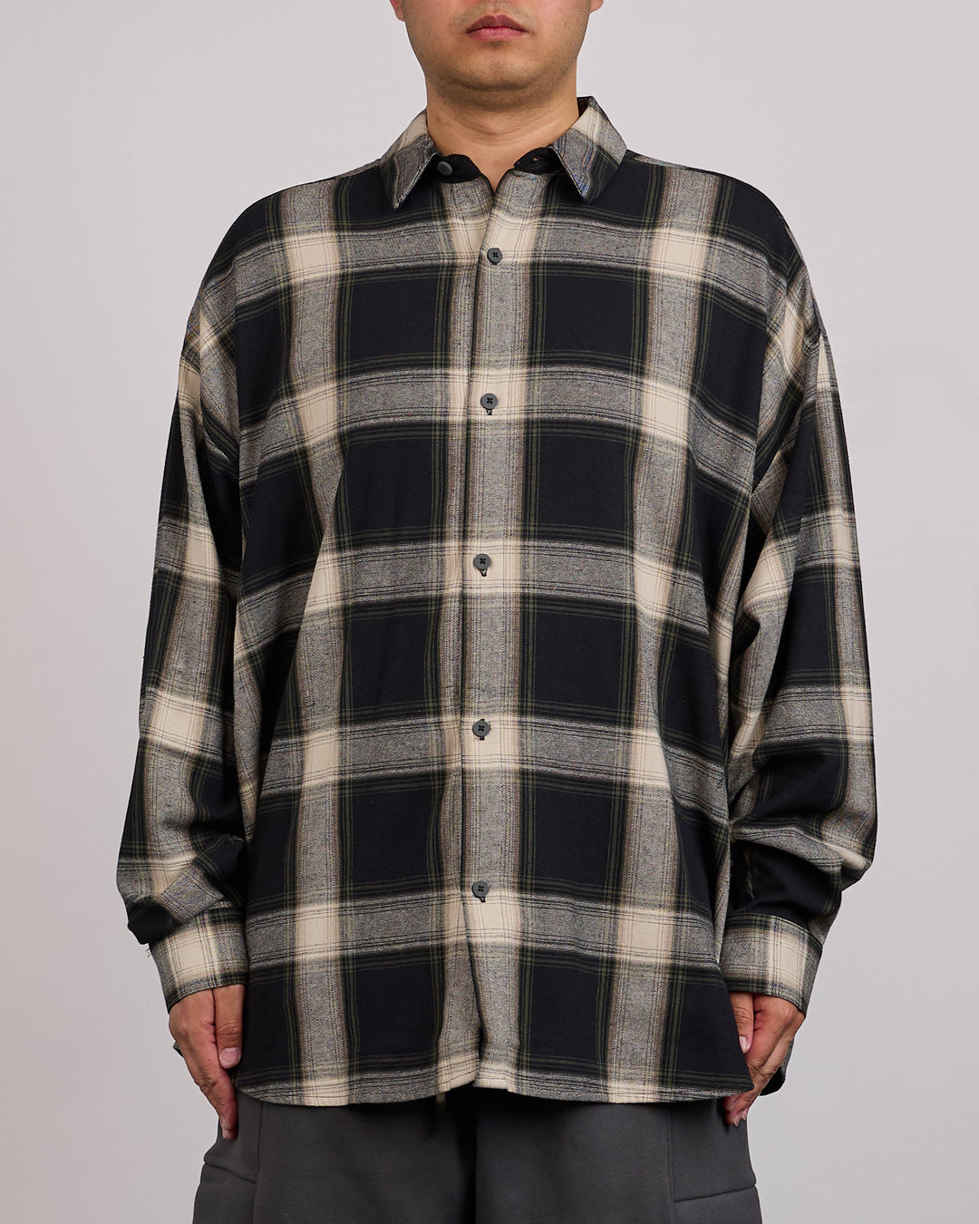 Fear of God Essentials All Valley Button Shirt Iron Grey Plaid