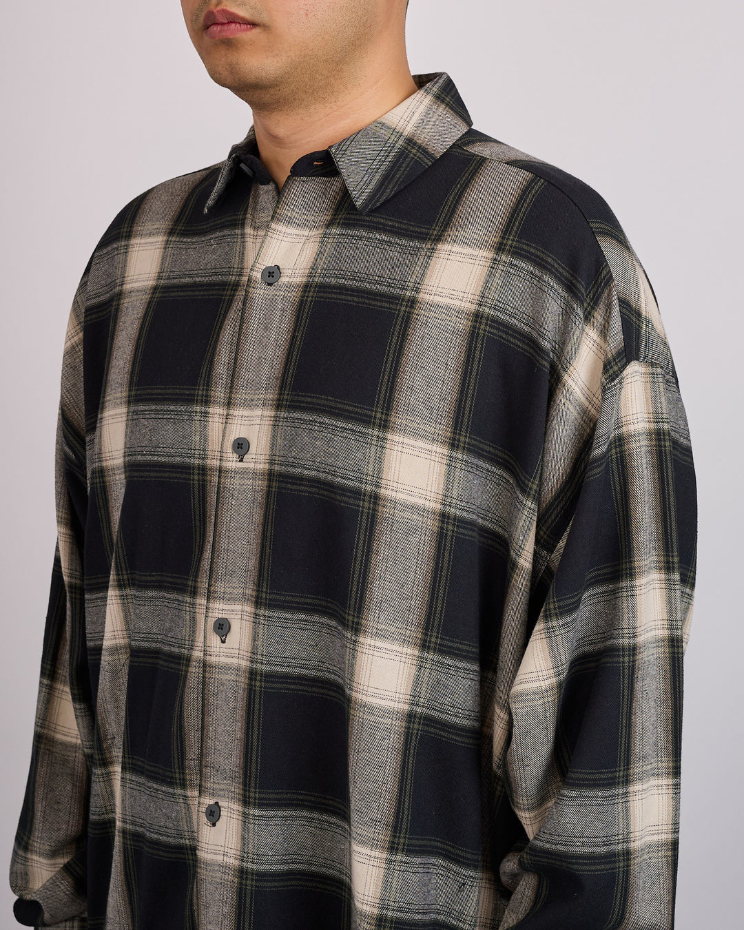 Fear of God Essentials All Valley Button Shirt Iron Grey Plaid