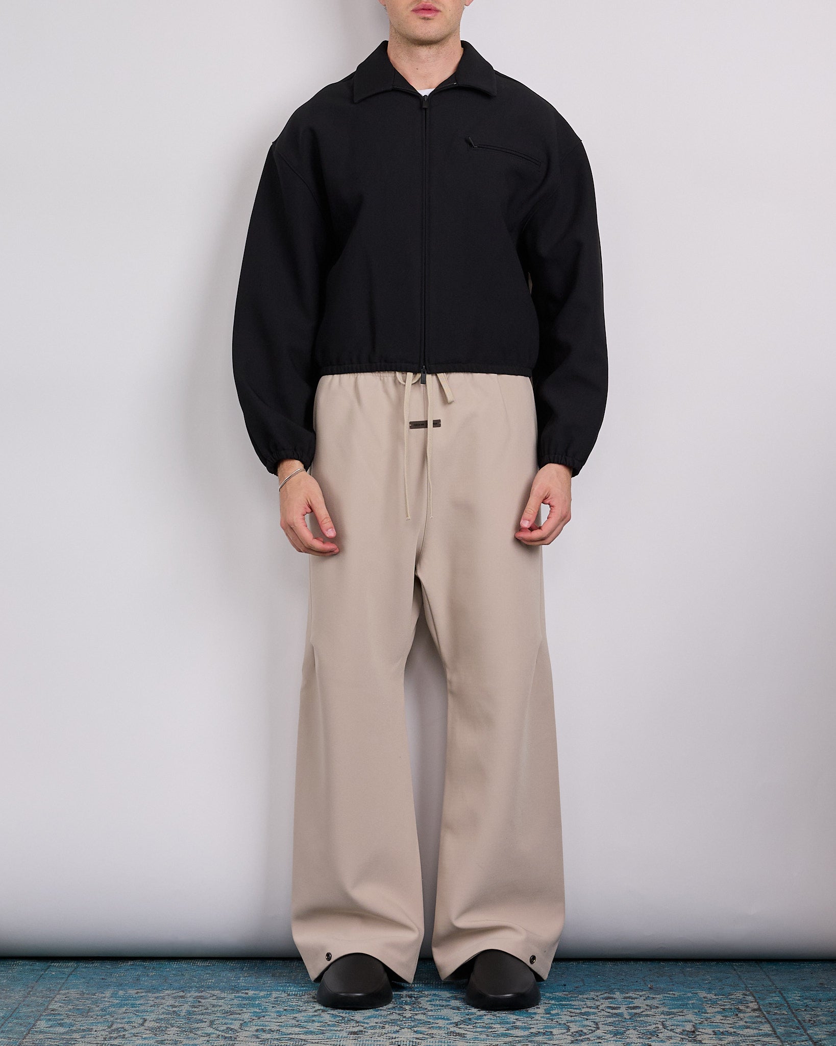 Fear of God Essentials Bonded Canvas Zip Jacket Jet Black – LESS 17