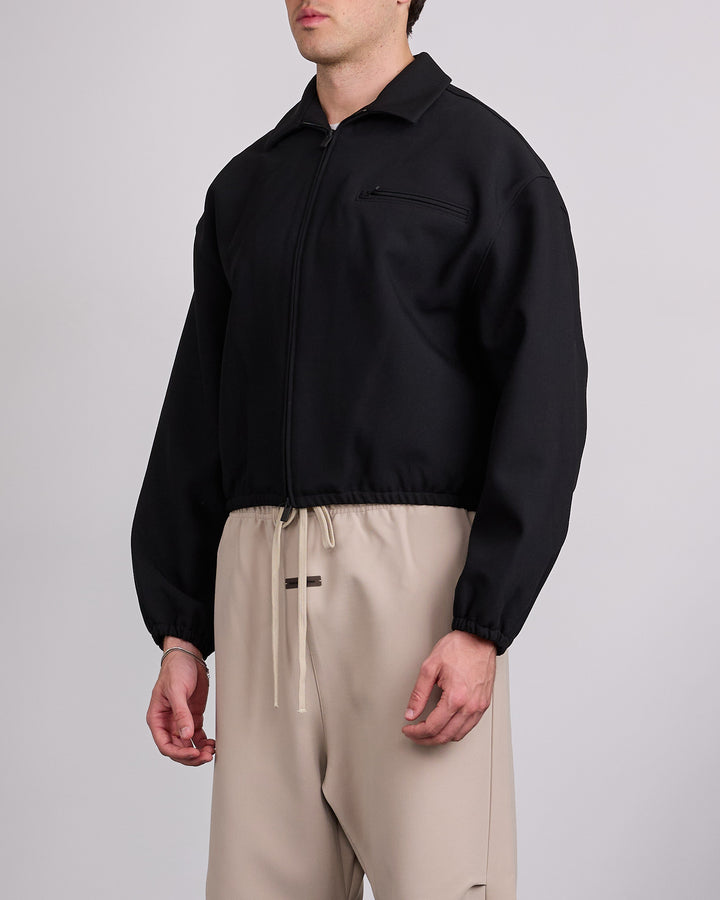 Fear of God Essentials Bonded Canvas Zip Jacket Jet Black