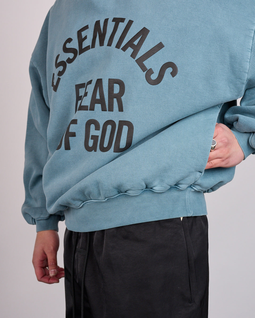 Fear of God Essentials Campus 90's Arch Hoodie Faded Coastal
