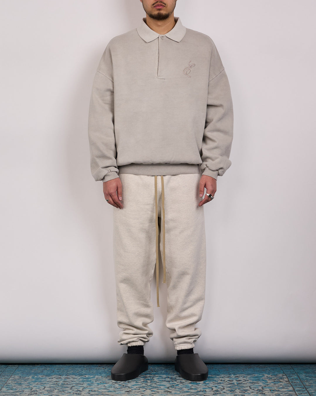 Fear of God Essentials Classic Polo Sweatshirt Smoke Grey