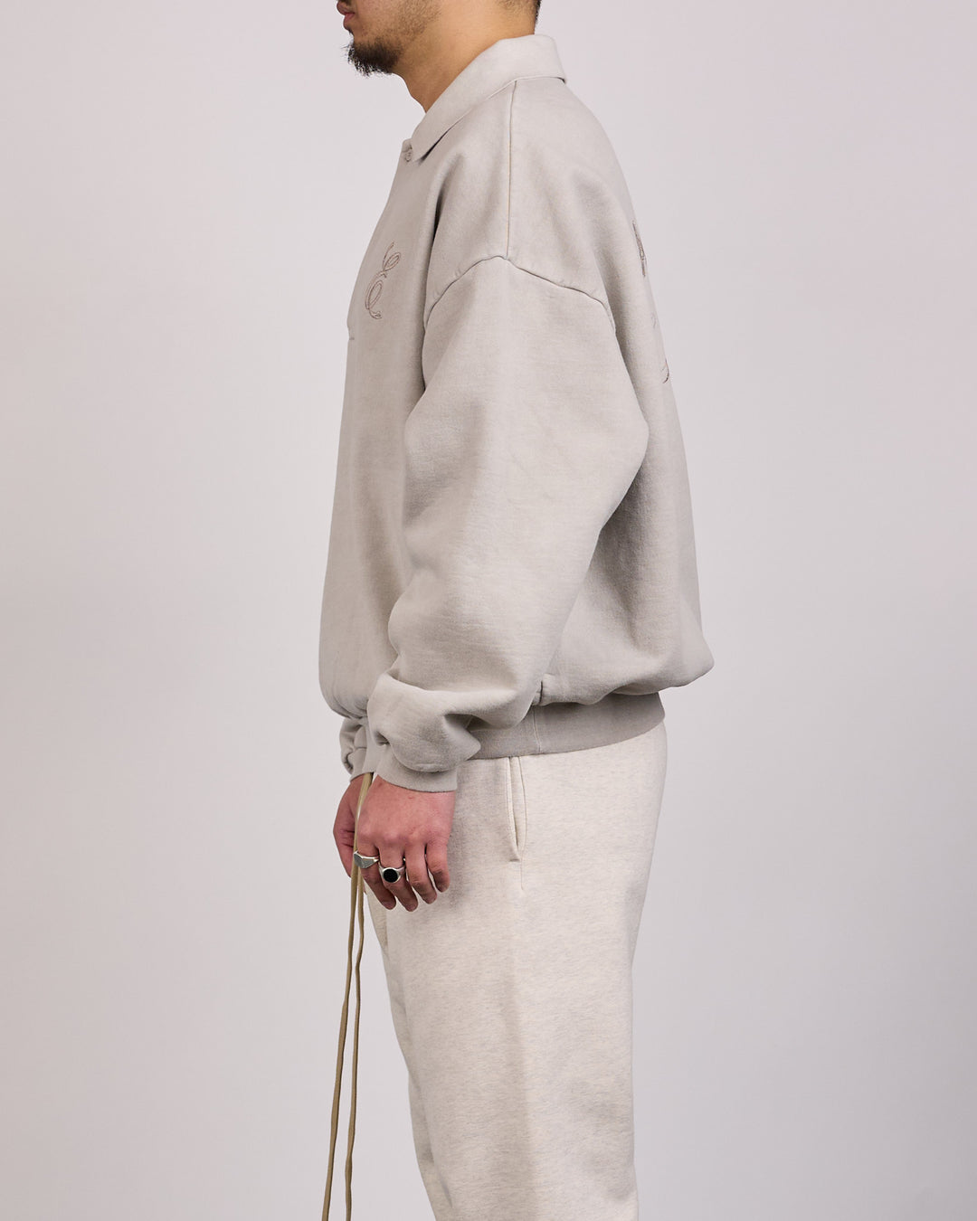 Fear of God Essentials Classic Polo Sweatshirt Smoke Grey