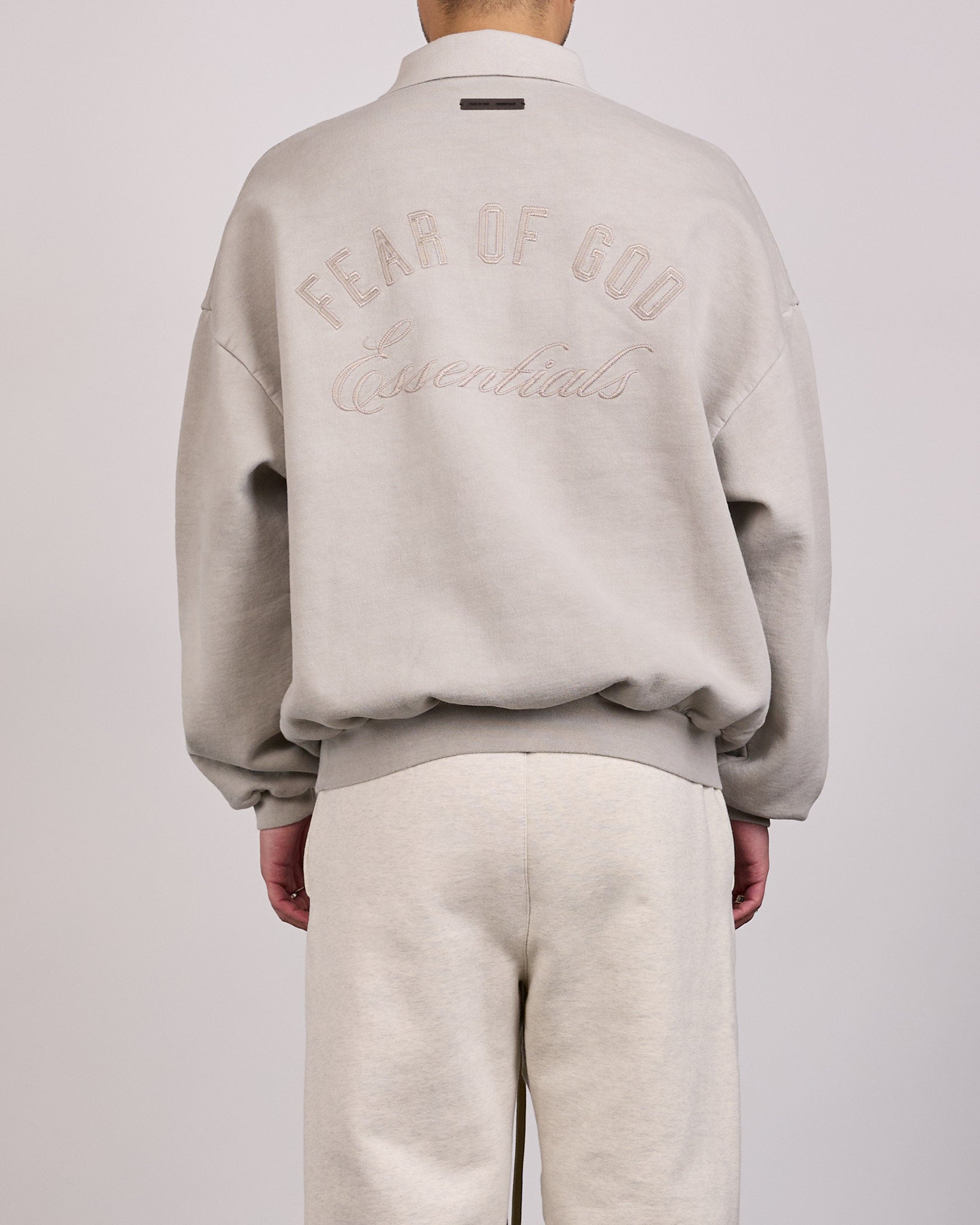 Fear of God Essentials Classic Polo Sweatshirt Smoke Grey – LESS 17