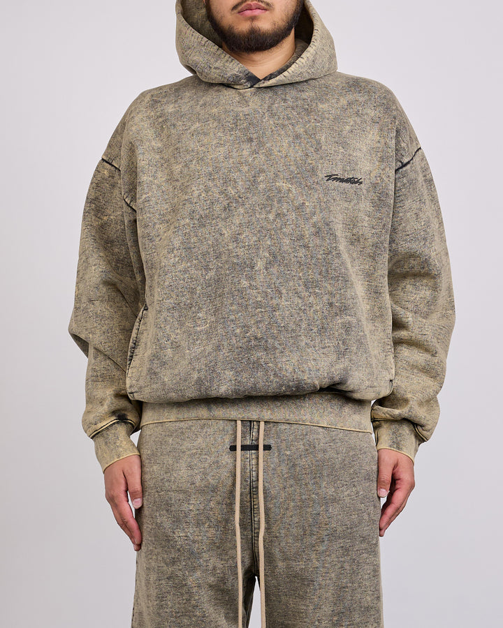 Fear of God Essentials Classic Raglan Hoodie Sulphur Black Cloud Wash