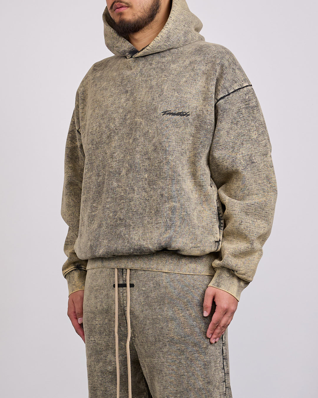 Fear of God Essentials Classic Raglan Hoodie Sulphur Black Cloud Wash