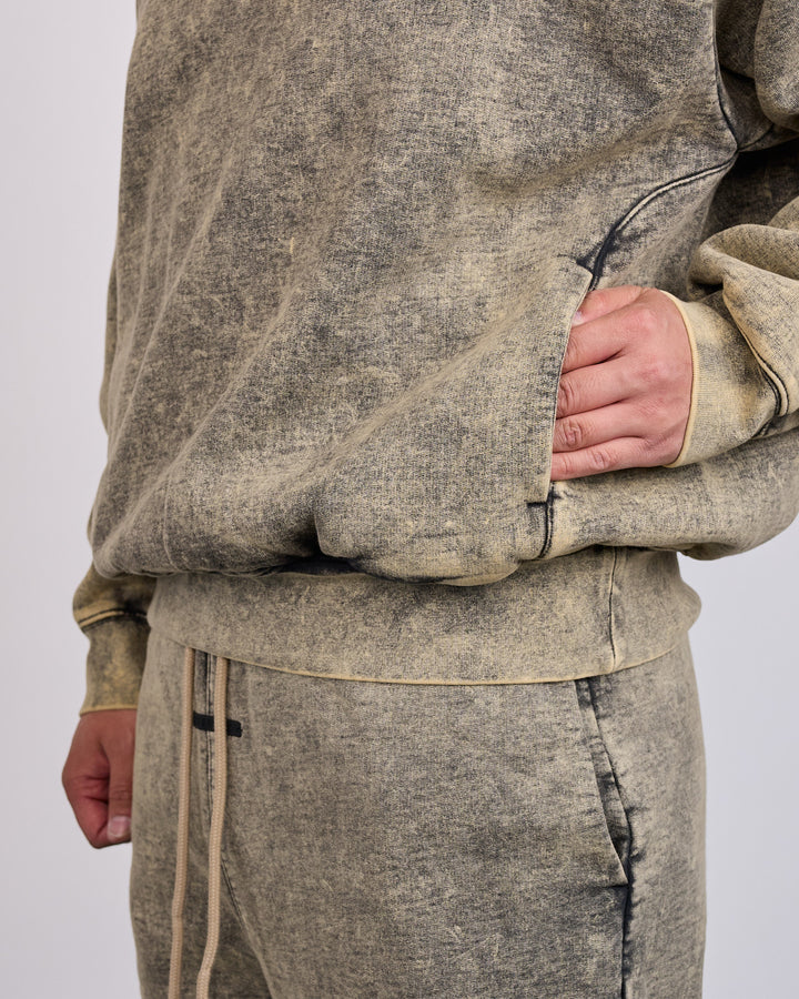 Fear of God Essentials Classic Raglan Hoodie Sulphur Black Cloud Wash