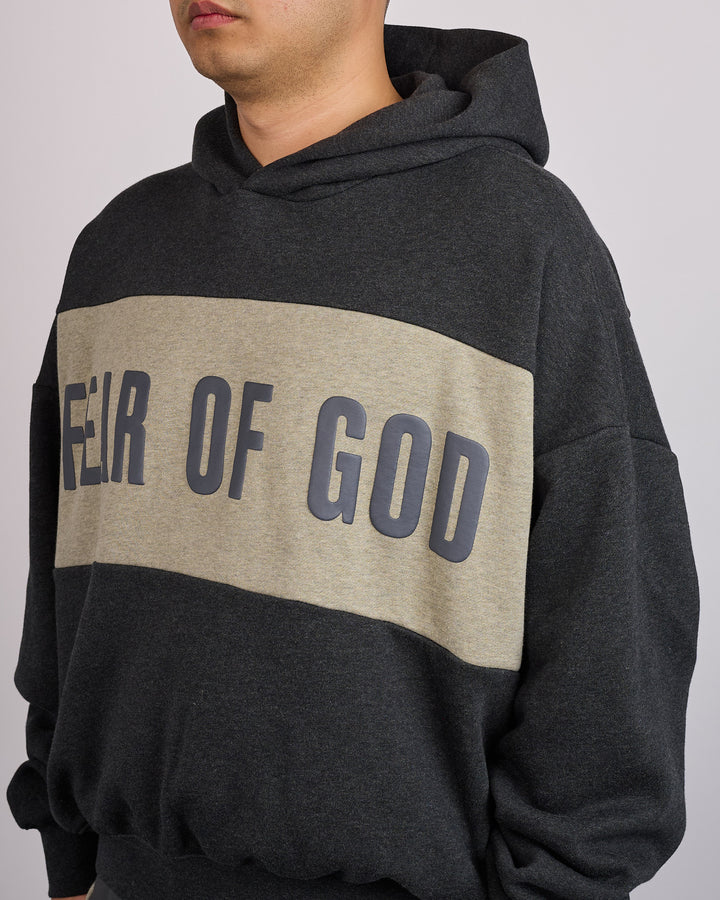 Fear of God Essentials Cropped Relaxed Panelled Hoodie Iron Grey Heather Seal Heather