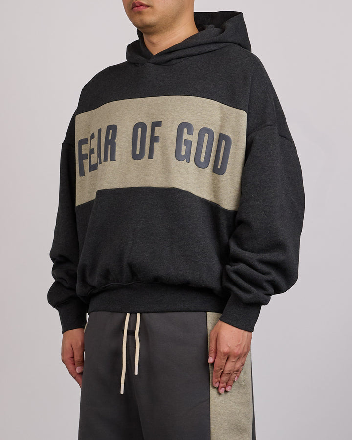 Fear of God Essentials Cropped Relaxed Panelled Hoodie Iron Grey Heather Seal Heather