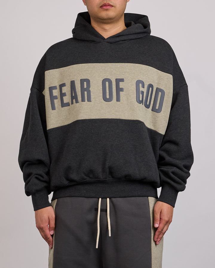 Fear of God Essentials Cropped Relaxed Panelled Hoodie Iron Grey Heather Seal Heather
