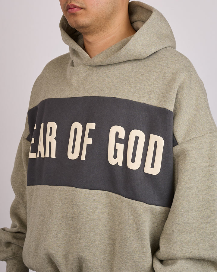 Fear of God Essentials Cropped Relaxed Panelled Hoodie Seal Heather Iron Grey
