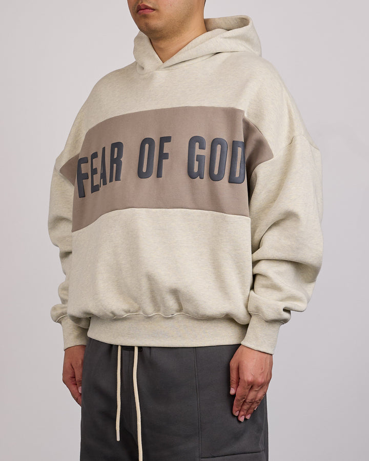 Fear of God Essentials Cropped Relaxed Panelled Hoodie Vanilla Heather Seal
