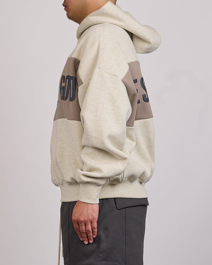 Fear of God Essentials Cropped Relaxed Panelled Hoodie Vanilla Heather Seal