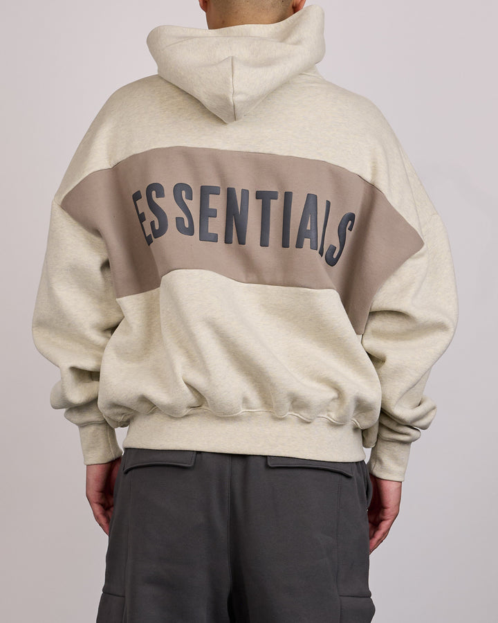 Fear of God Essentials Cropped Relaxed Panelled Hoodie Vanilla Heather Seal