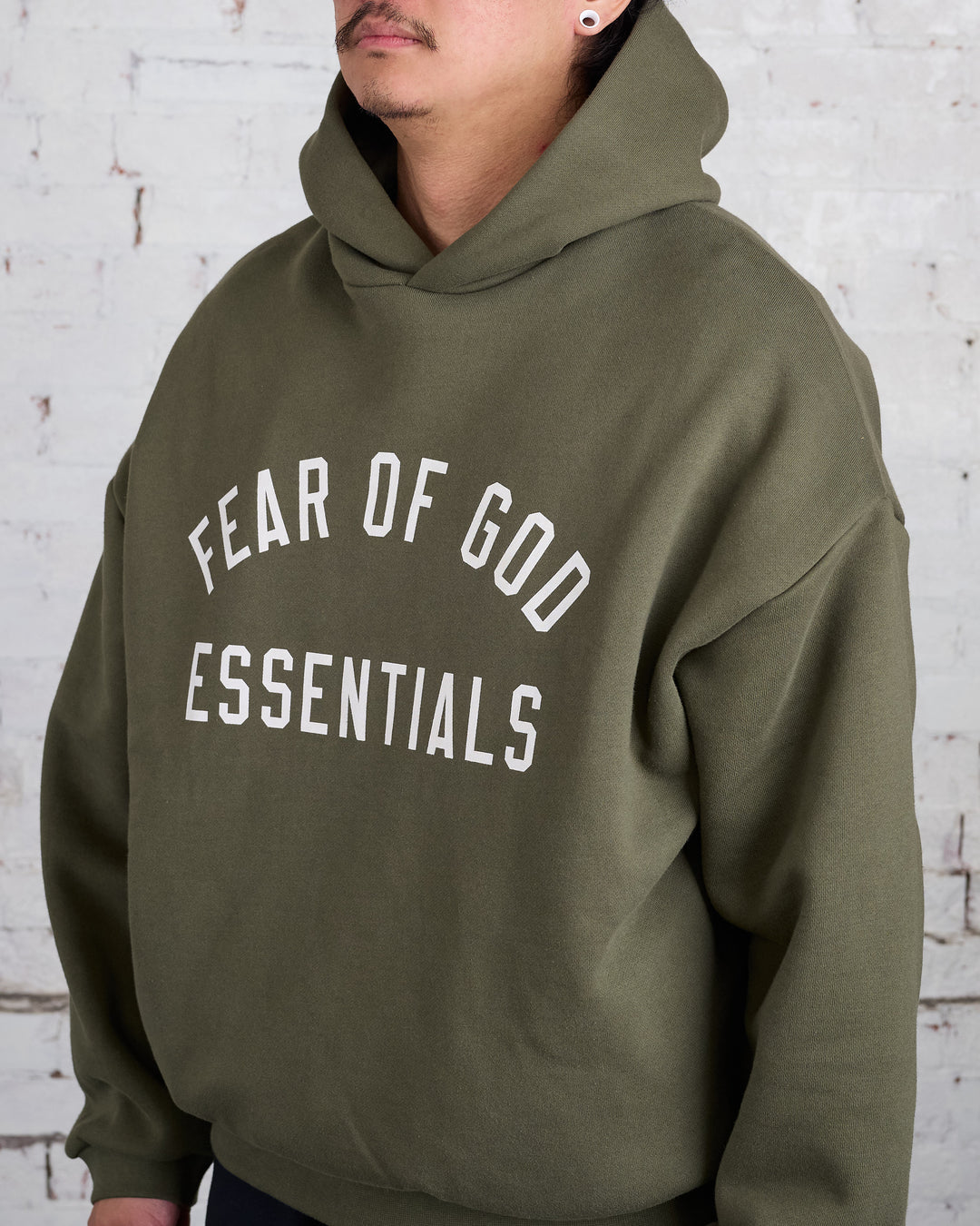 Fear of God Essentials Fleece Arch Hoodie Military