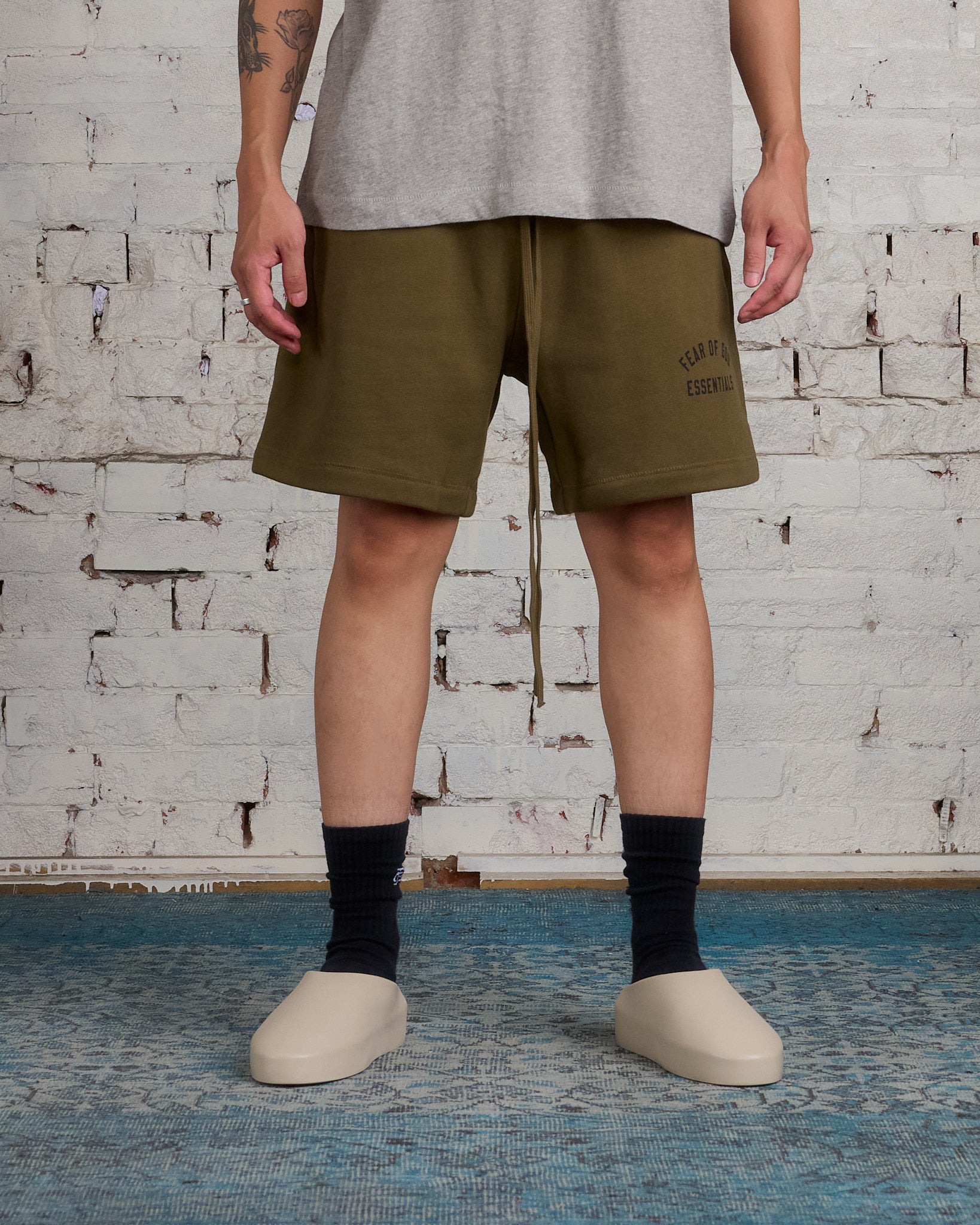 Fear of good God Essentials Fleece Shorts Olive - XS