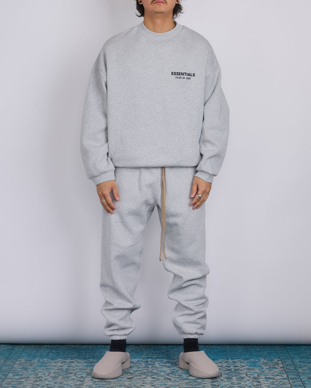 Fear of God Essentials Fleece Logo Crewneck Light Heather Grey