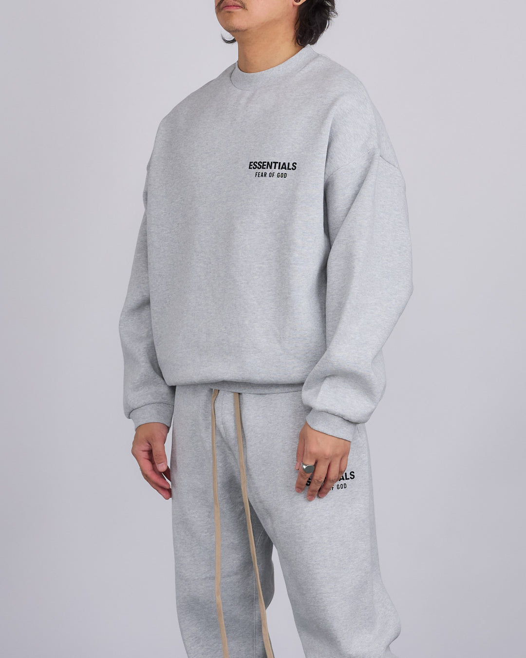 Fear of God Essentials Fleece Logo Crewneck Light Heather Grey